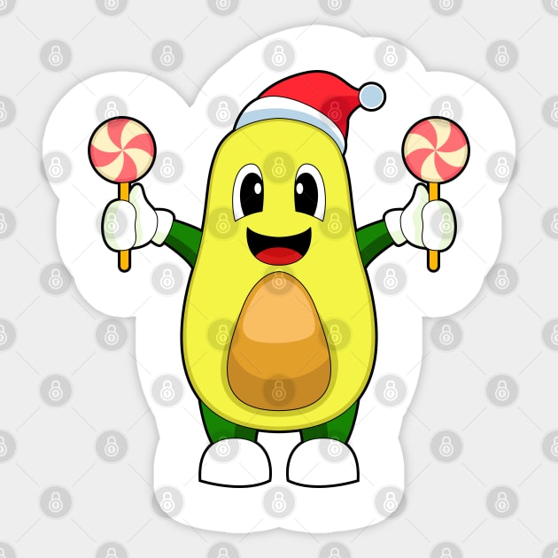 Avocado Christmas Lollipop Sticker by Markus Schnabel